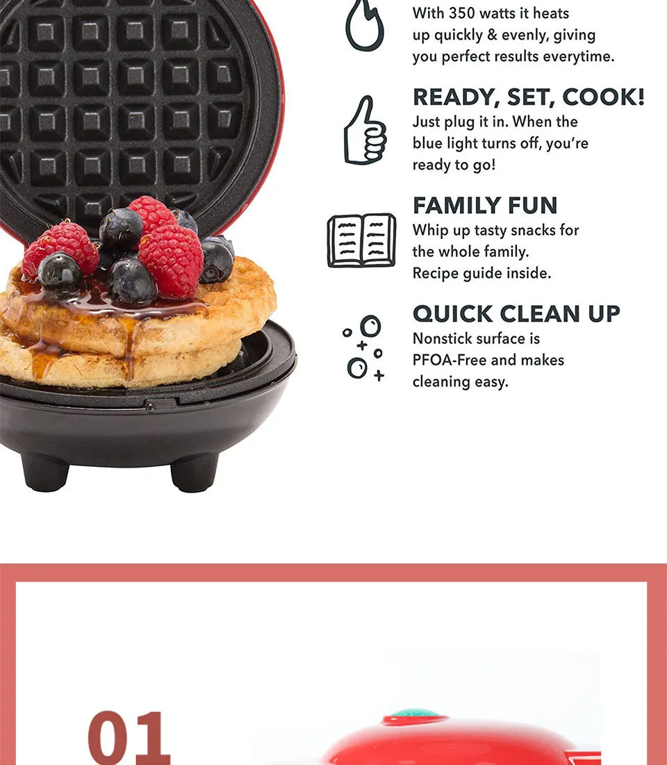 Electric Mini Waffles Maker Machine Kitchen Cooking Appliance for Breakfast / Dessert Pot
