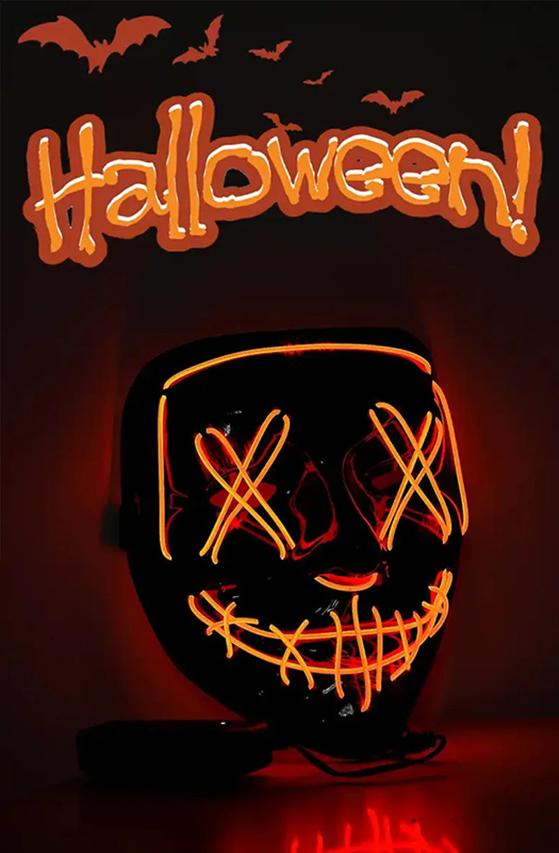 Wireless Halloween Neon LED Purge Mask