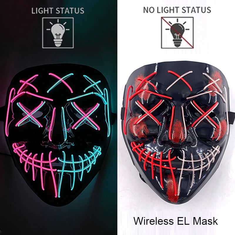 Wireless Halloween Neon LED Purge Mask