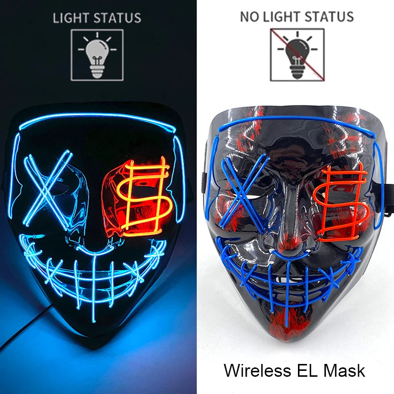 Wireless Halloween Neon LED Purge Mask