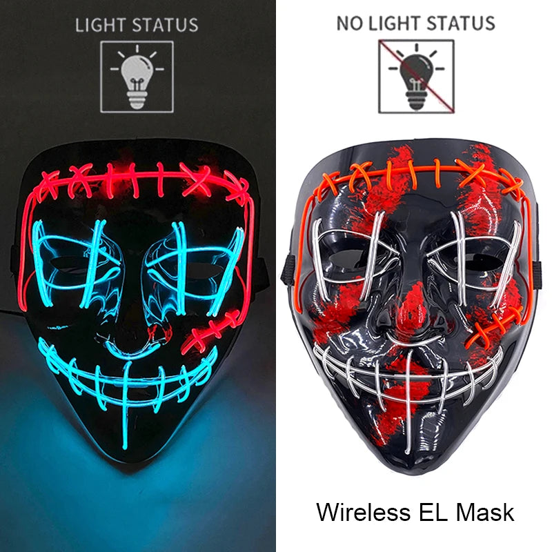 Wireless Halloween Neon LED Purge Mask