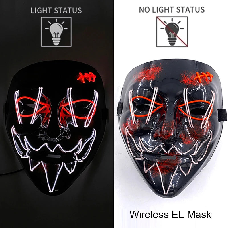 Wireless Halloween Neon LED Purge Mask