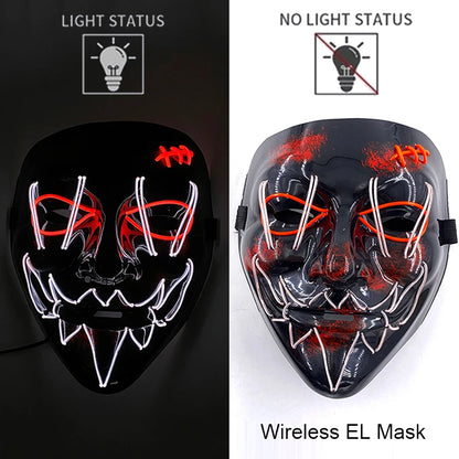 Wireless Halloween Neon LED Purge Mask