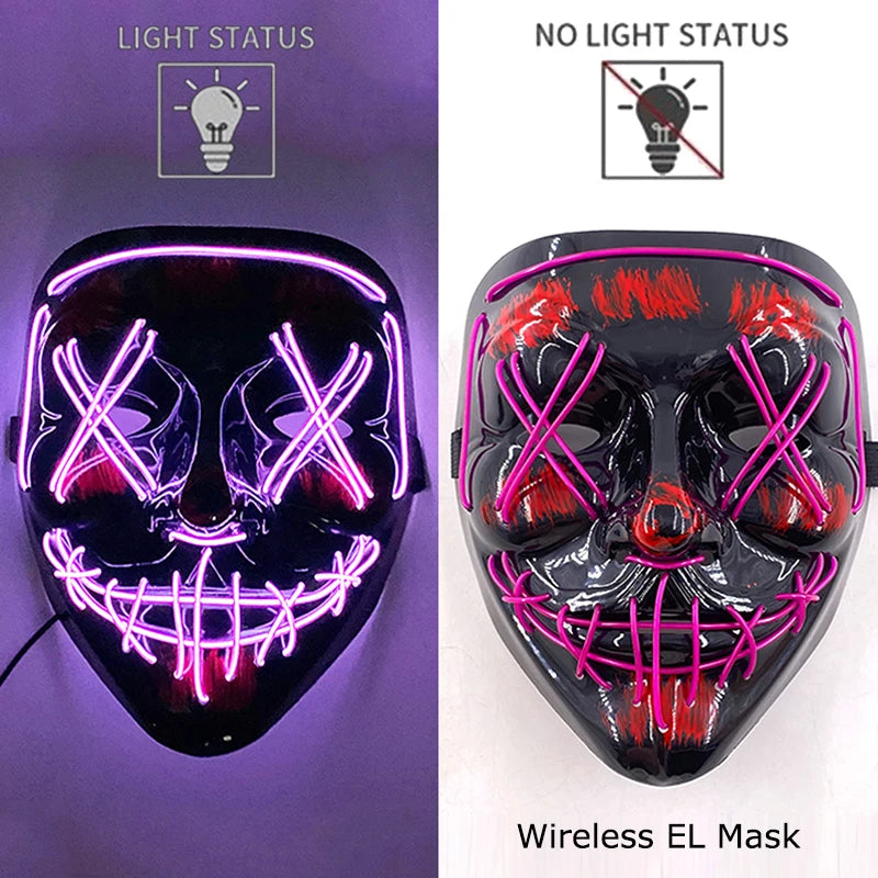 Wireless Halloween Neon LED Purge Mask