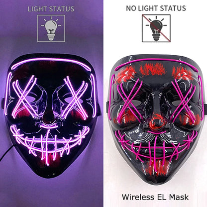 Wireless Halloween Neon LED Purge Mask