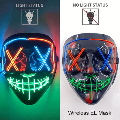 Wireless Halloween Neon LED Purge Mask