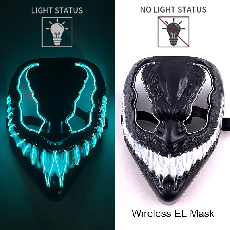 Wireless Halloween Neon LED Purge Mask