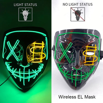 Wireless Halloween Neon LED Purge Mask