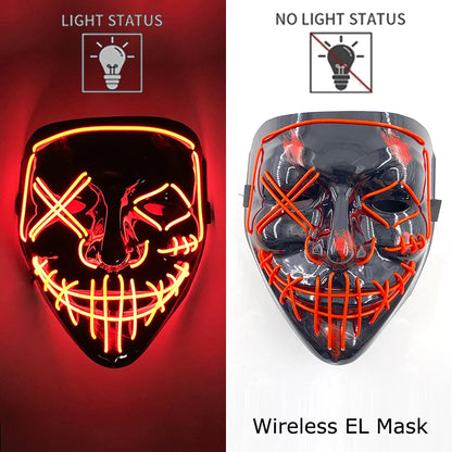 Wireless Halloween Neon LED Purge Mask