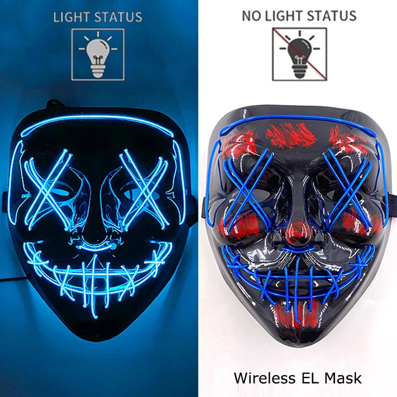 Wireless Halloween Neon LED Purge Mask