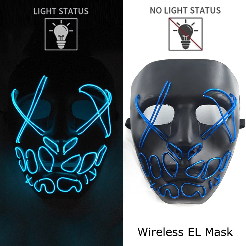 Wireless Halloween Neon LED Purge Mask