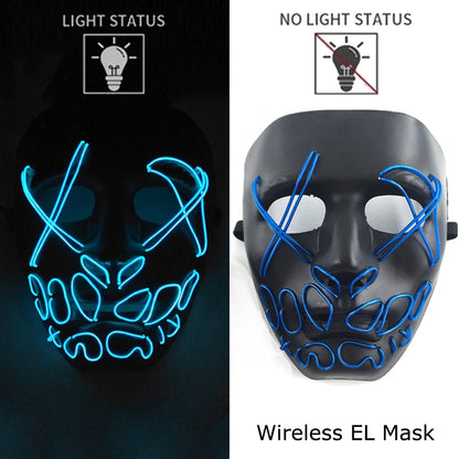 Wireless Halloween Neon LED Purge Mask