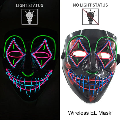 Wireless Halloween Neon LED Purge Mask