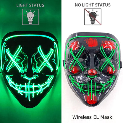 Wireless Halloween Neon LED Purge Mask