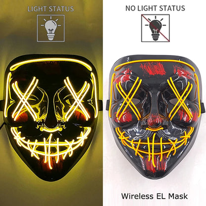 Wireless Halloween Neon LED Purge Mask