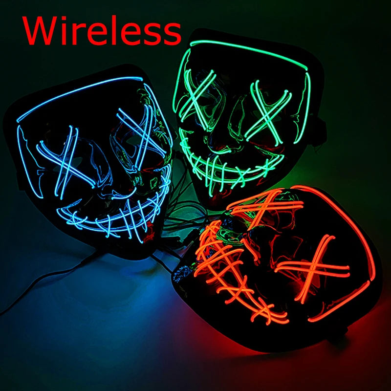 Wireless Halloween Neon LED Purge Mask