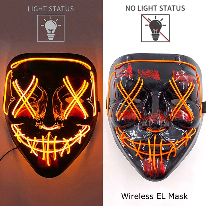 Wireless Halloween Neon LED Purge Mask