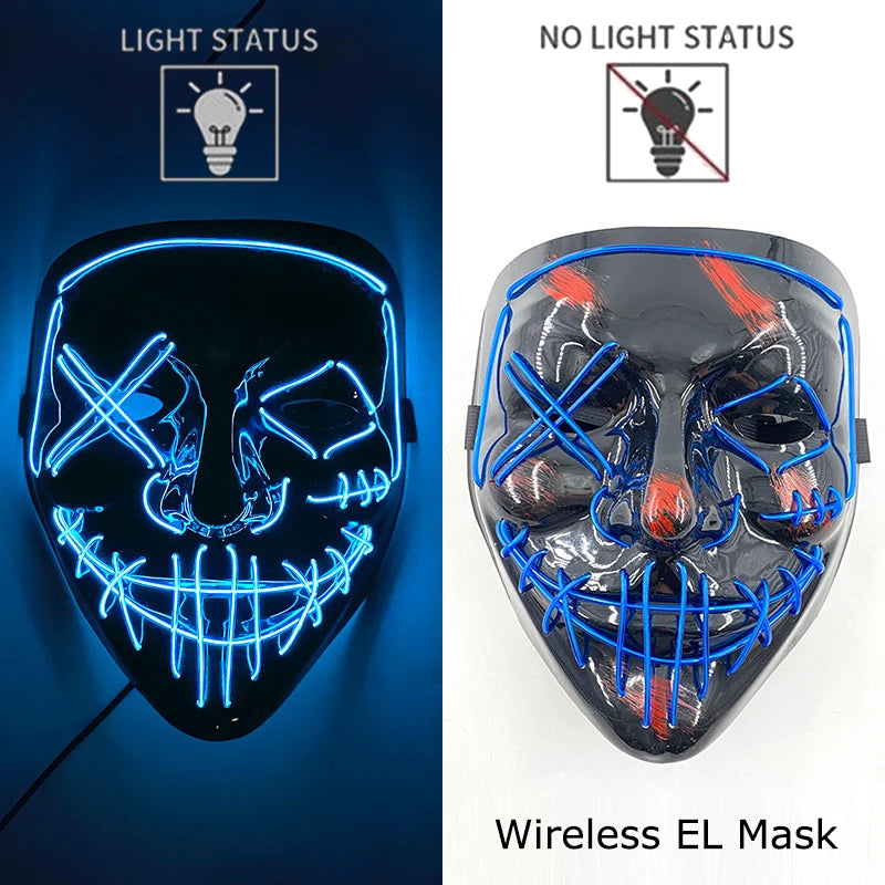 Wireless Halloween Neon LED Purge Mask