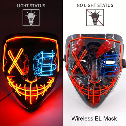 Wireless Halloween Neon LED Purge Mask