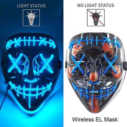 Wireless Halloween Neon LED Purge Mask