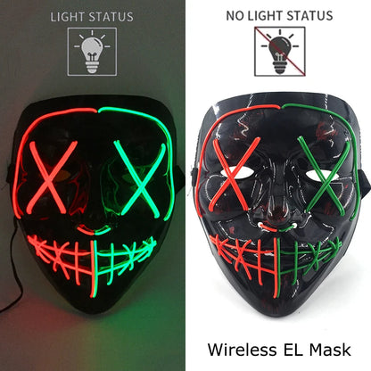 Wireless Halloween Neon LED Purge Mask