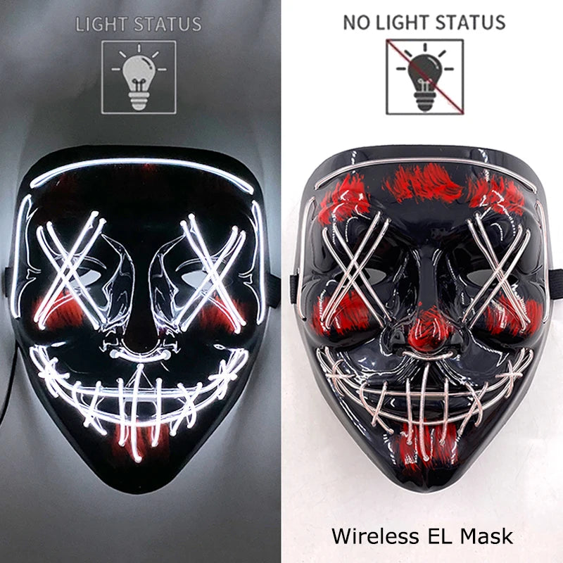 Wireless Halloween Neon LED Purge Mask