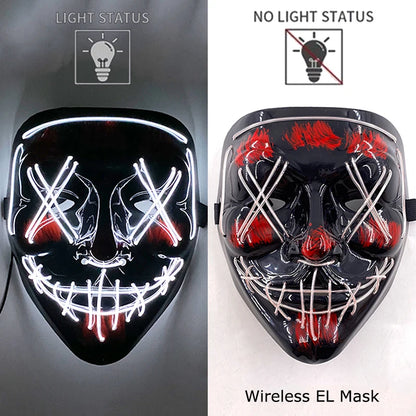 Wireless Halloween Neon LED Purge Mask
