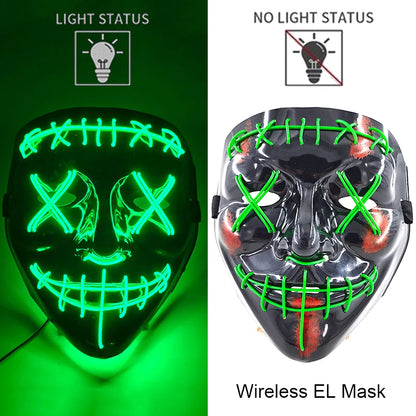 Wireless Halloween Neon LED Purge Mask