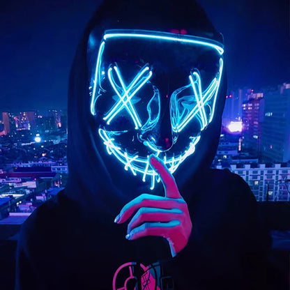 Wireless Halloween Neon LED Purge Mask