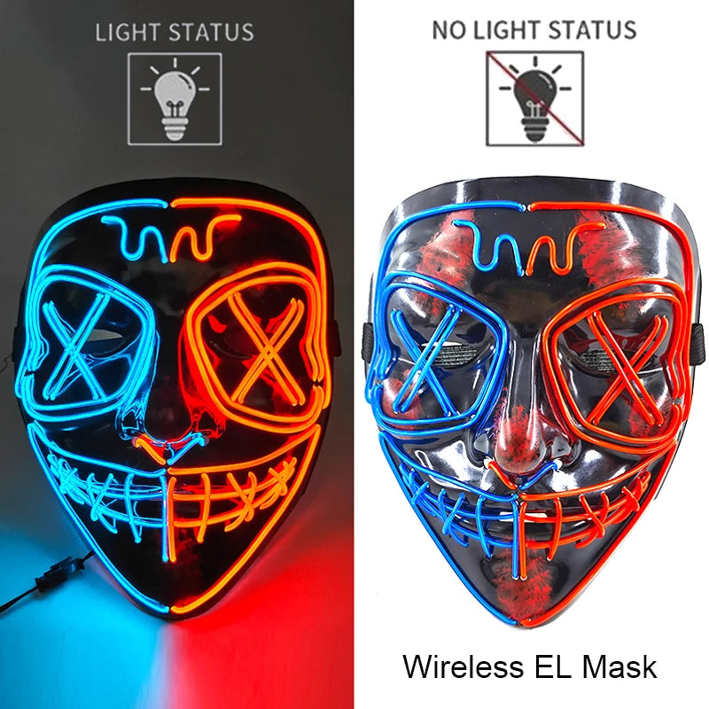 Wireless Halloween Neon LED Purge Mask