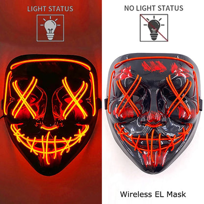Wireless Halloween Neon LED Purge Mask