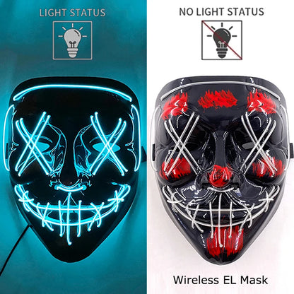 Wireless Halloween Neon LED Purge Mask