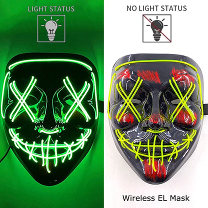 Wireless Halloween Neon LED Purge Mask