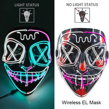 Wireless Halloween Neon LED Purge Mask