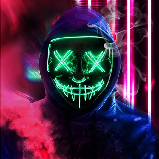 Wireless Halloween Neon LED Purge Mask