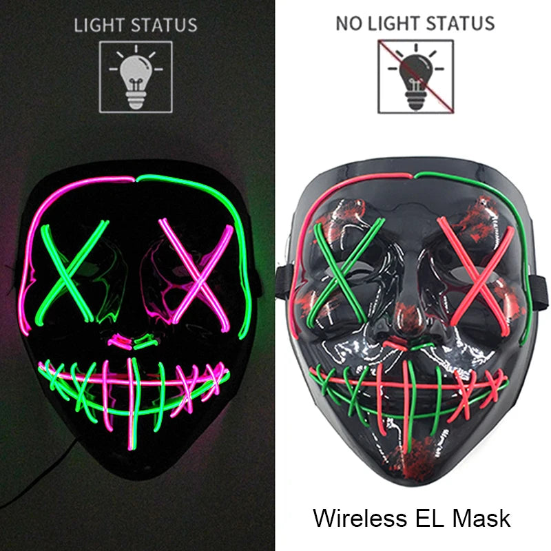 Wireless Halloween Neon LED Purge Mask