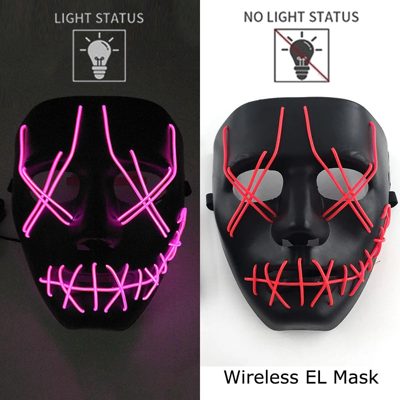 Wireless Halloween Neon LED Purge Mask