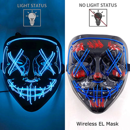 Wireless Halloween Neon LED Purge Mask