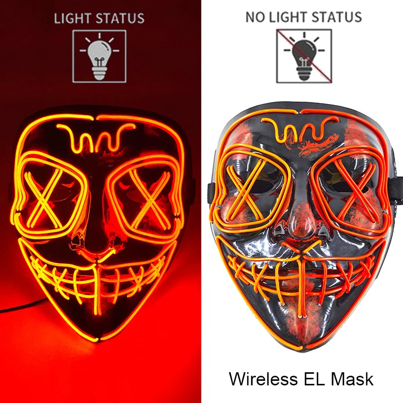 Wireless Halloween Neon LED Purge Mask