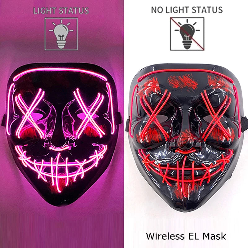 Wireless Halloween Neon LED Purge Mask