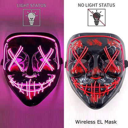 Wireless Halloween Neon LED Purge Mask