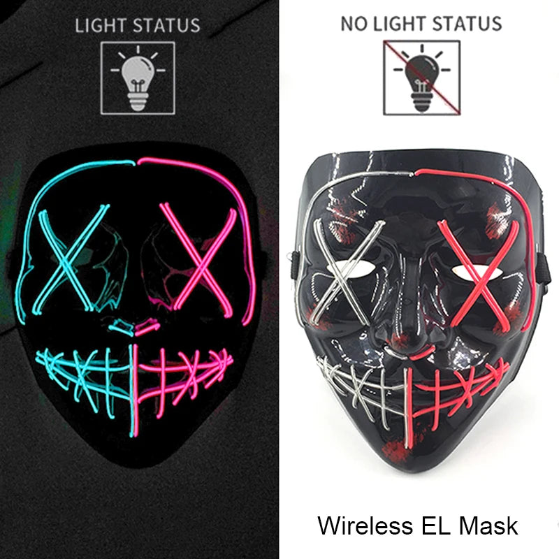 Wireless Halloween Neon LED Purge Mask