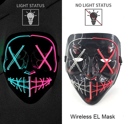Wireless Halloween Neon LED Purge Mask