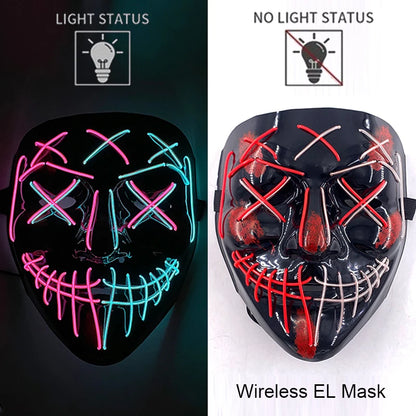 Wireless Halloween Neon LED Purge Mask