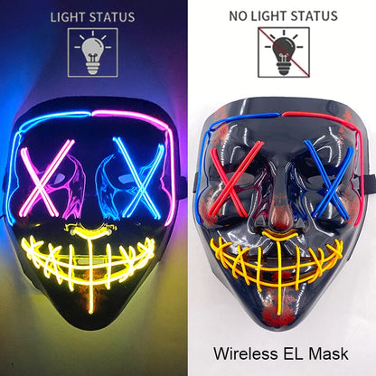Wireless Halloween Neon LED Purge Mask